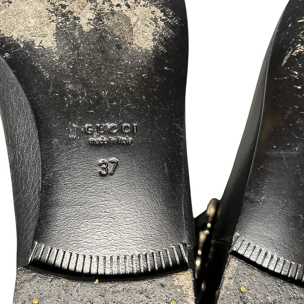 Gucci Sachalin Interlocking GG Riding Boots Black Leather EU 37 Knee High